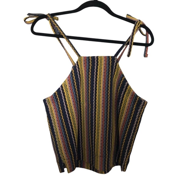 Texture & Thread Tie-Shoulder Tank Top in Rainbow Crochet - Picture 5 of 9